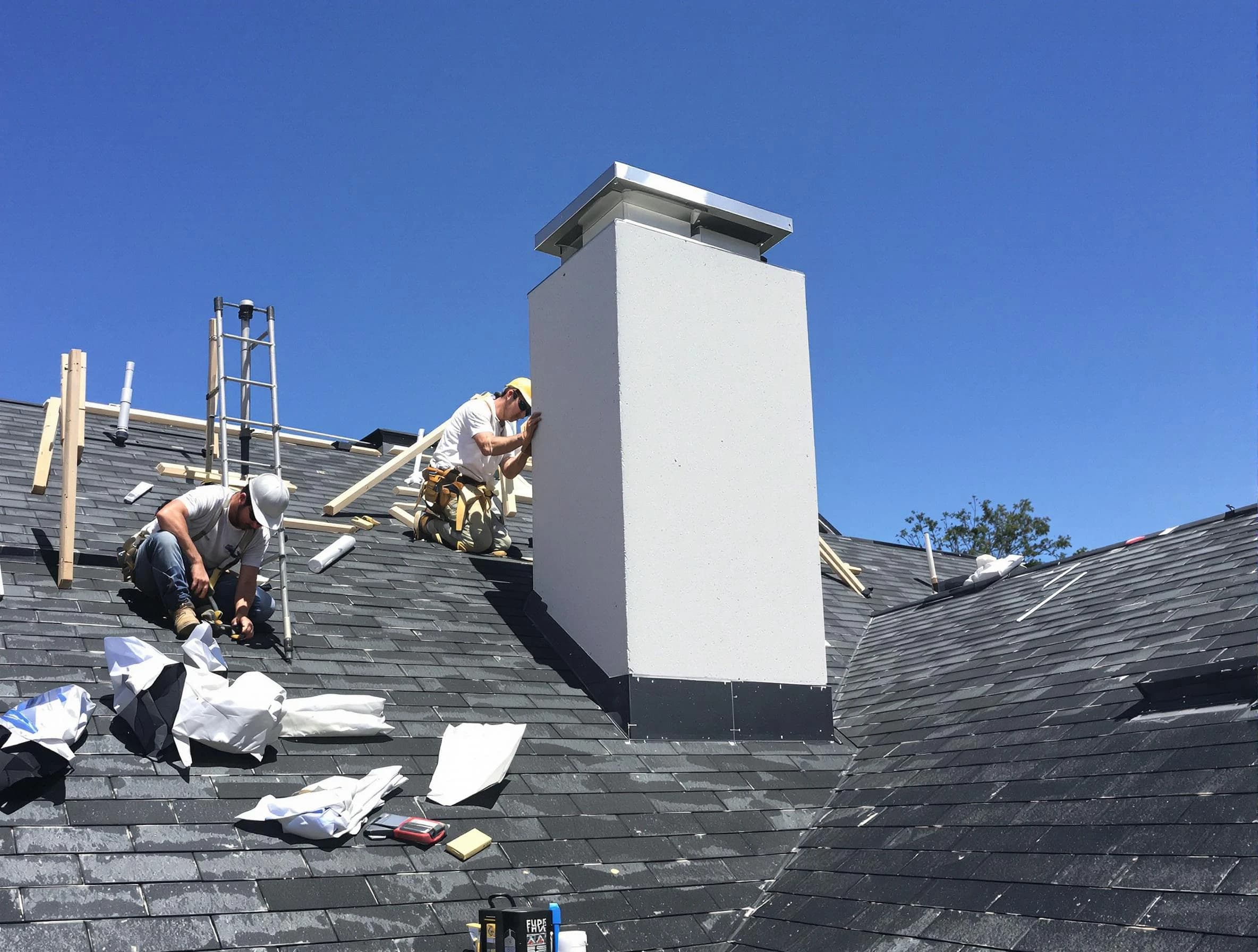 Clinton Chimney Sweep crew installing a new chimney in Clinton, UT