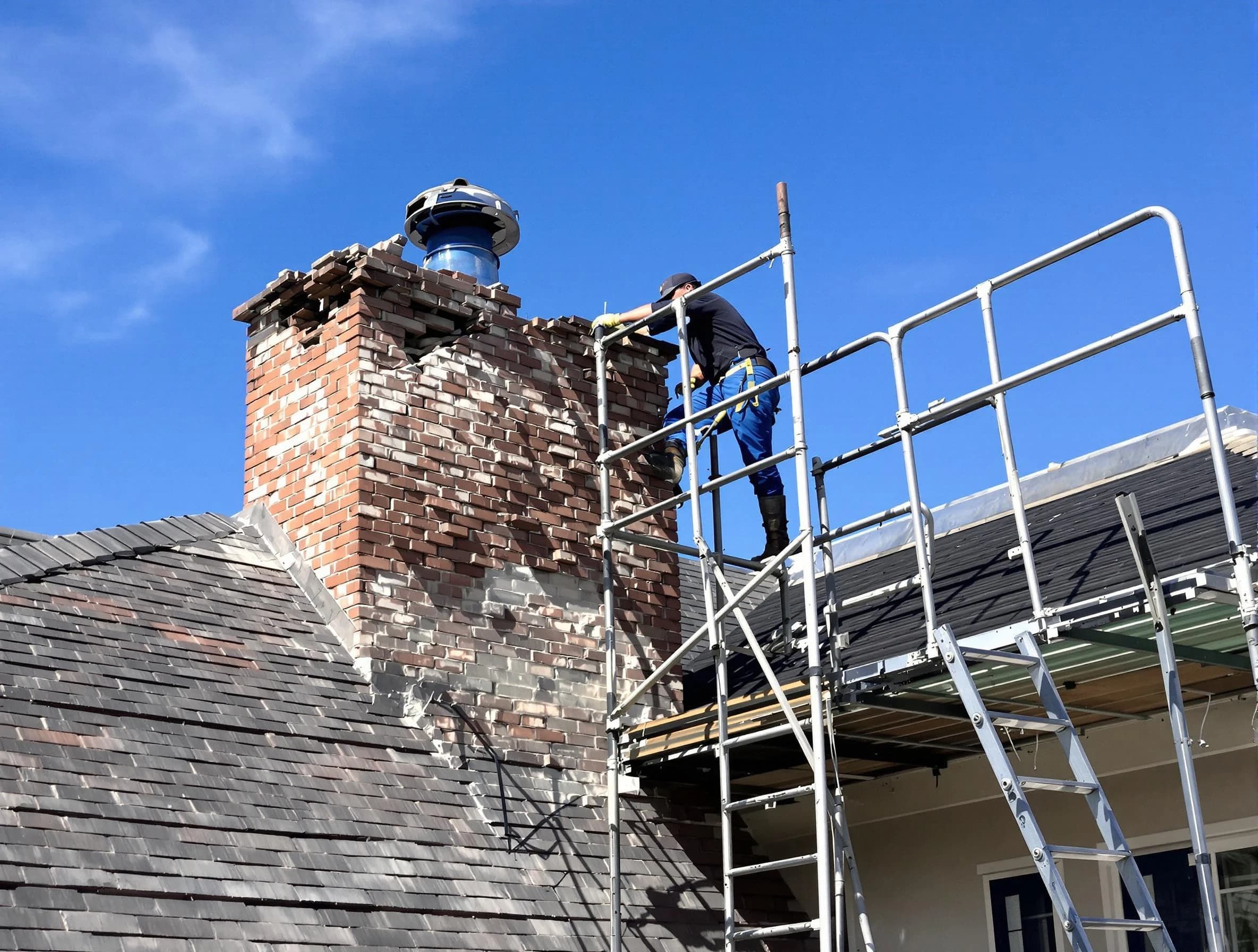 Rebuilding a chimney structure by Clinton Chimney Sweep in Clinton, UT