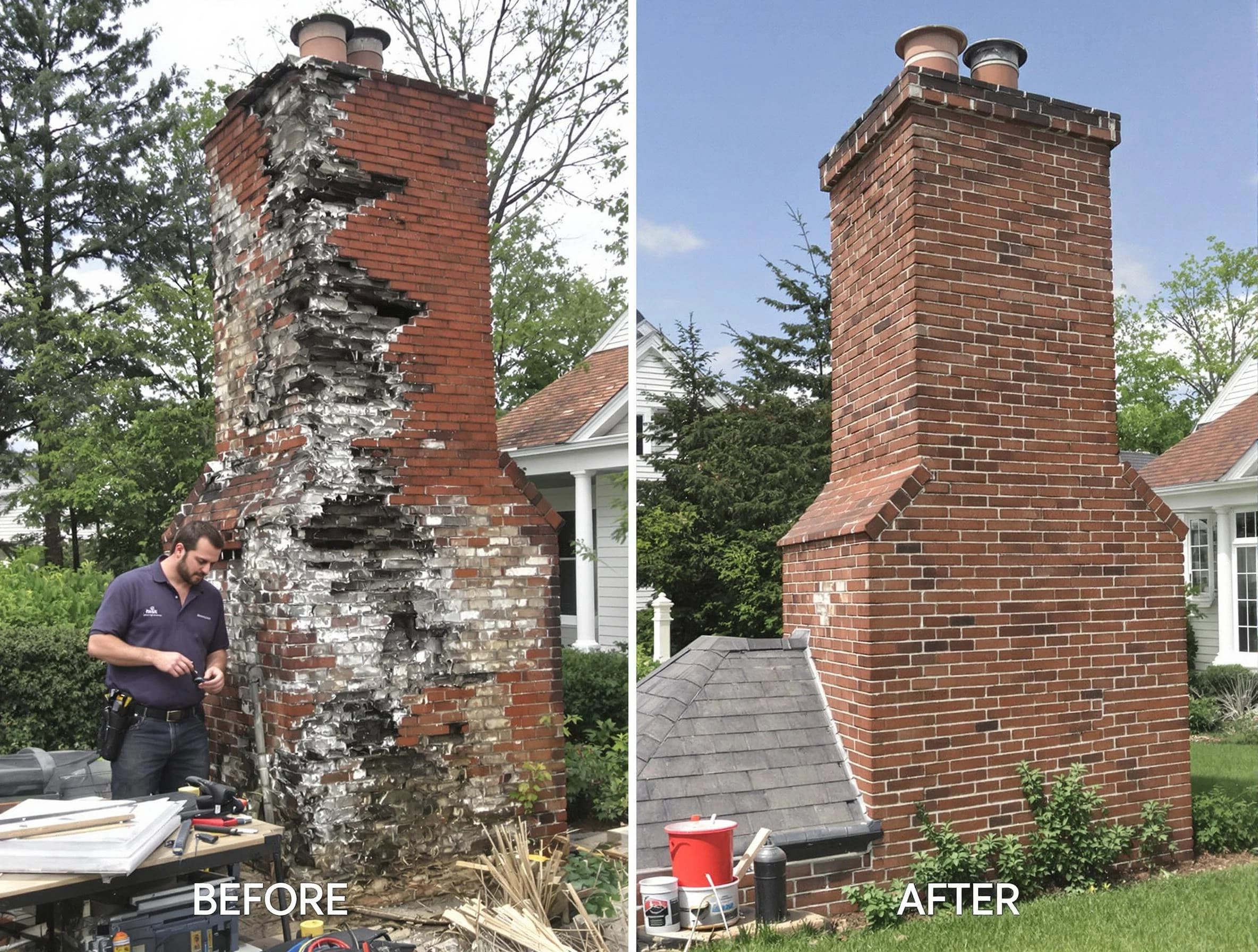 Clinton Chimney Sweep performing a full chimney restoration in Clinton, UT