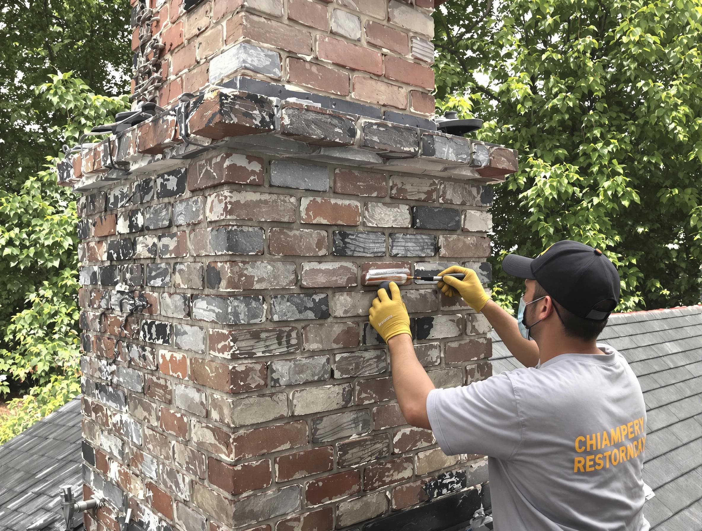 In-progress chimney restoration by Clinton Chimney Sweep in Clinton, UT