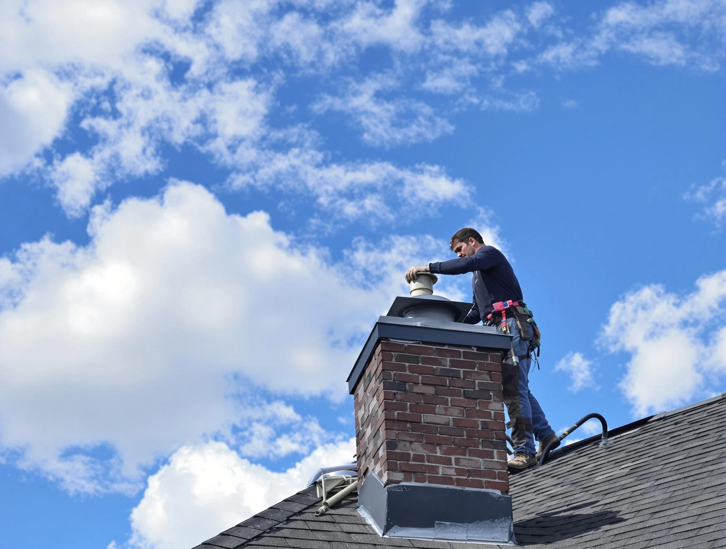 Clinton Chimney Sweep installing a sturdy chimney cap in Clinton, UT