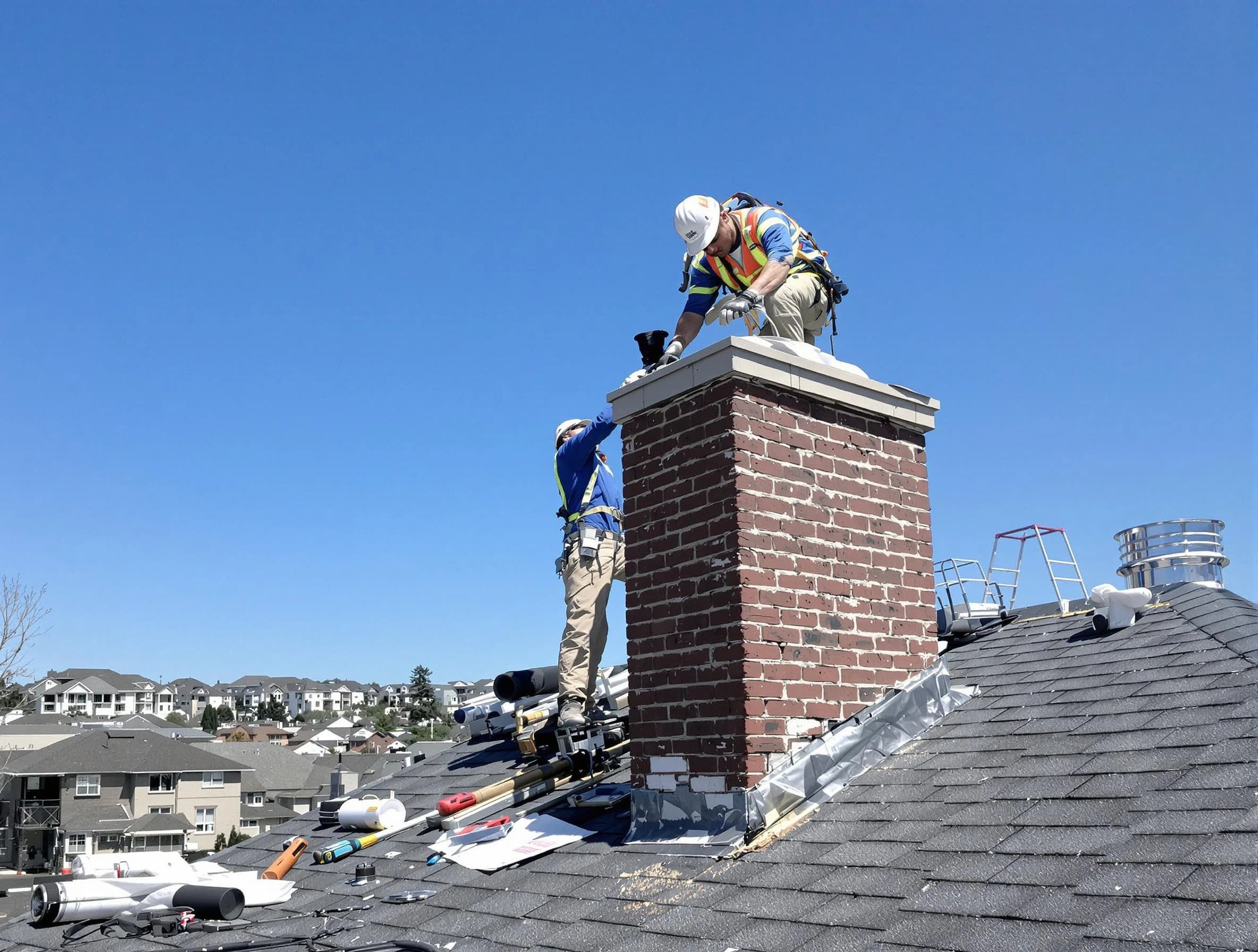 Clinton Chimney Sweep repairing a chimney crown in Clinton, UT
