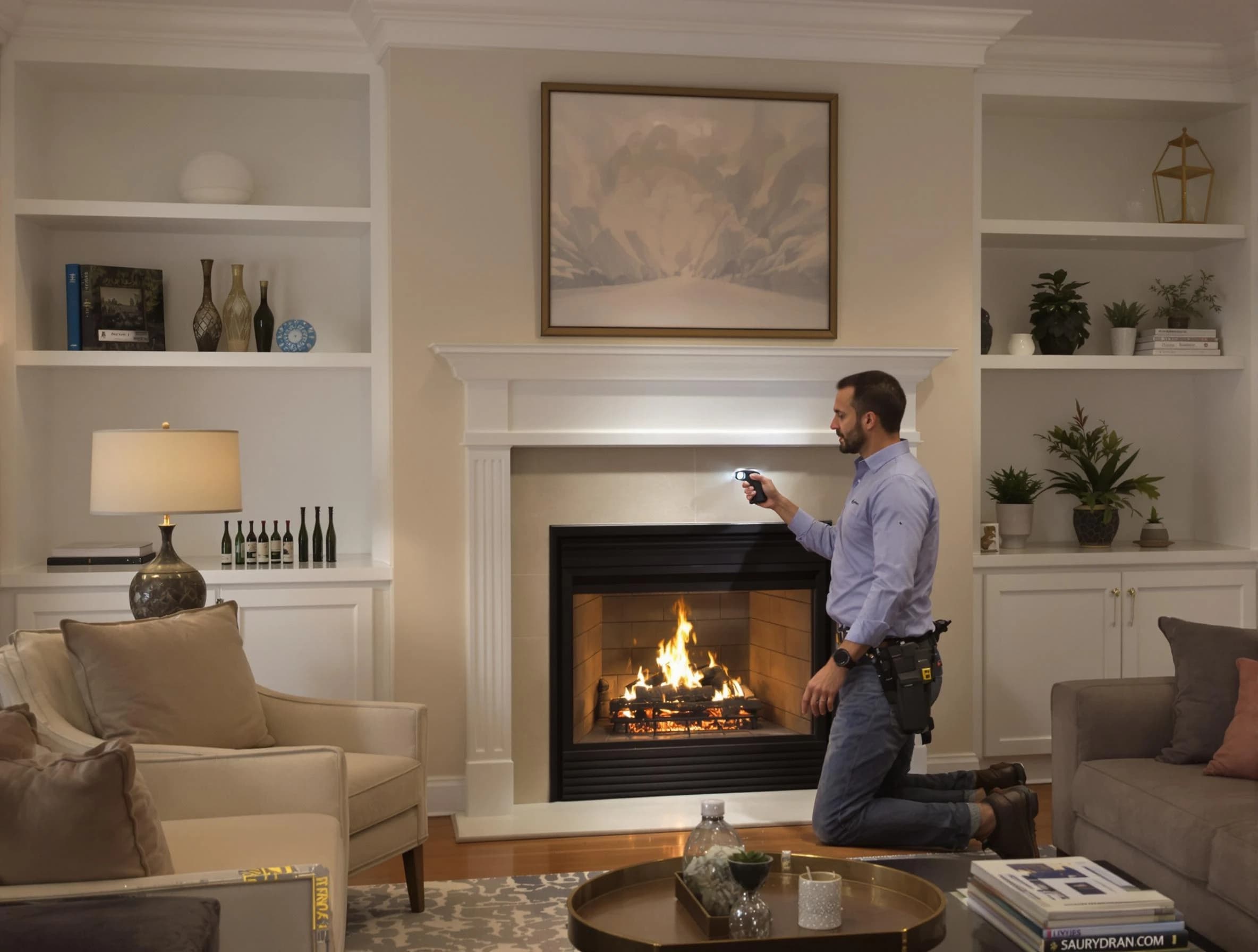 Clinton Chimney Sweep conducting a fireplace safety inspection in Clinton, UT