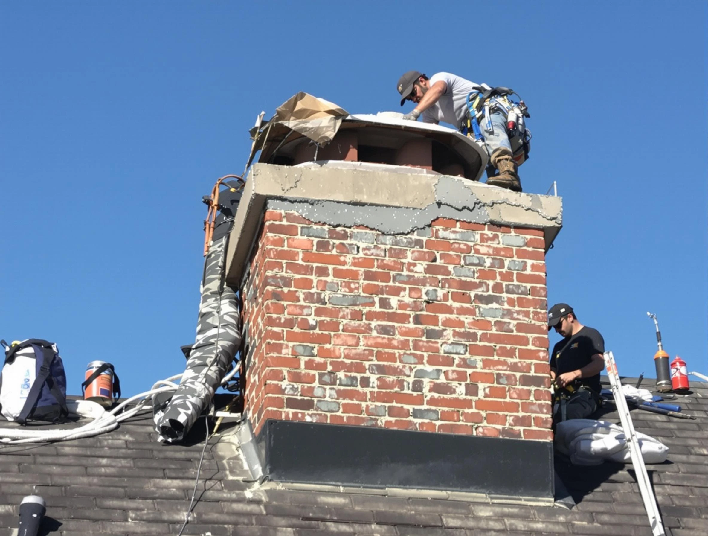 Clinton Chimney Sweep installing a custom chimney crown in Clinton, UT