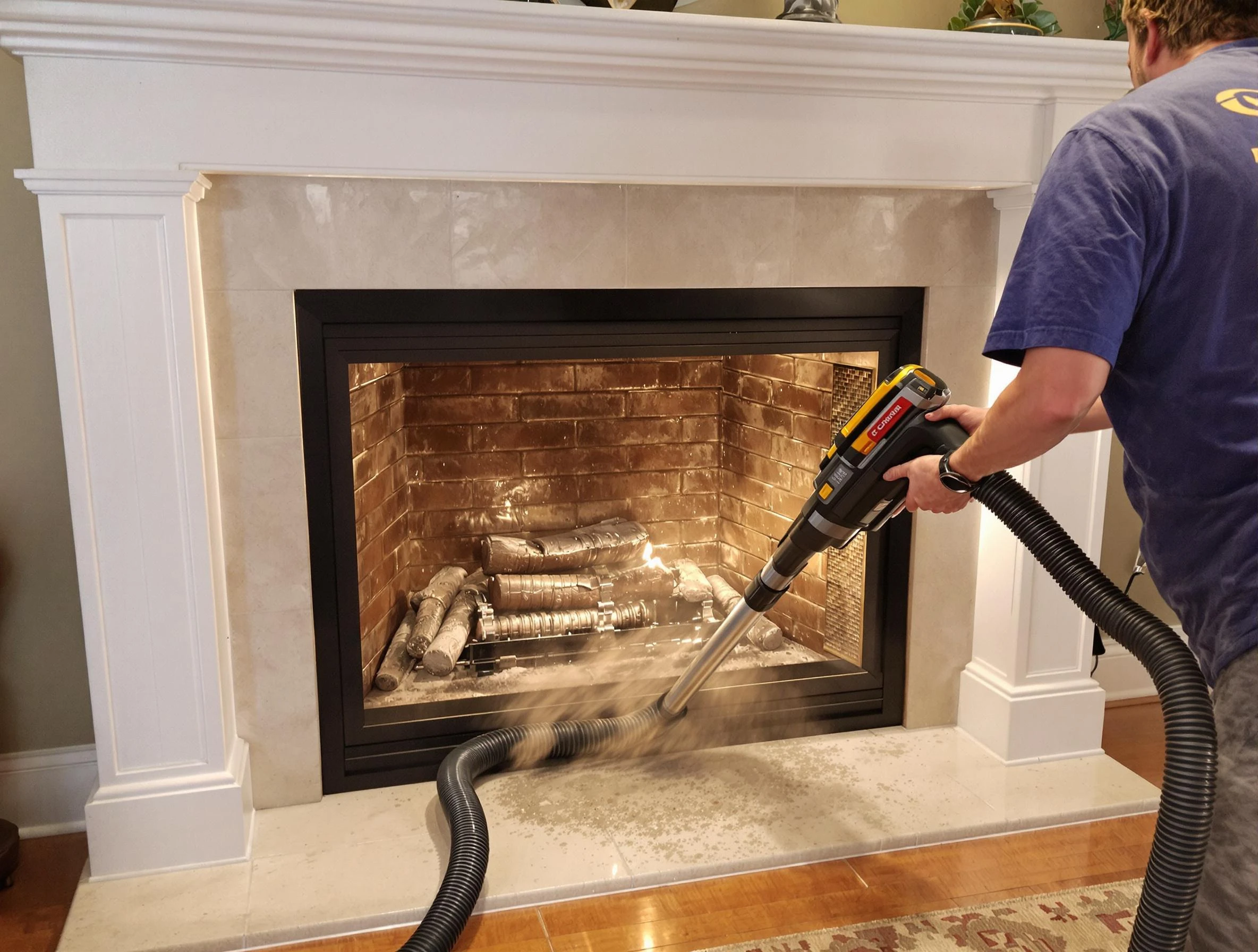 Fireplace cleaning performed by Clinton Chimney Sweep in Clinton, UT